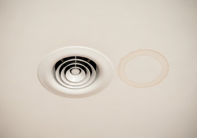 Noted discoloration on the ceiling near the vent